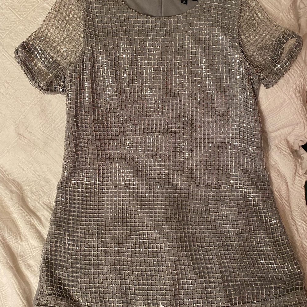 Gianni Bini Shimmering Silver Mini Dress